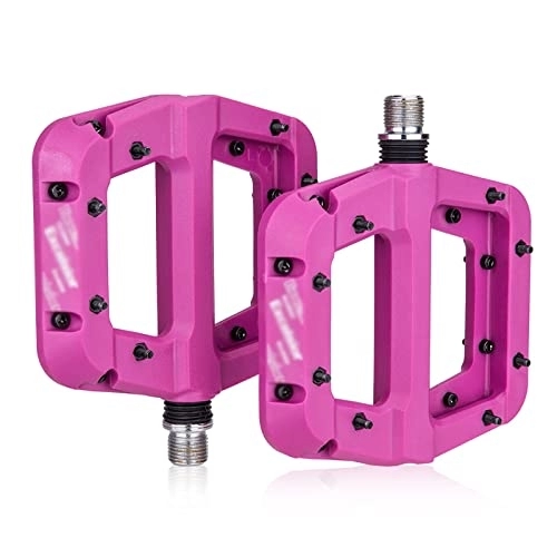 Mountain Bike Pedal : Rwlre Bicycle Pedals, Mtb Bike Pedal Nylon 2 Bearing Composite 9 / 16 Mountain Bike Pedals High-Strength Non-Slip Bicycle Pedals Surface For Road Bmx Mt (Color : Purple)