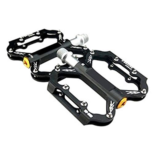 Mountain Bike Pedal : Satisfactory product Aluminum Ultrathin Bike Pedal Skidproof 3 Bearings Flat Platform Bicycle Cycling Pedals for MTB Mountain Bike Size:98 * 64 * 10mm-Black (Color : Black)
