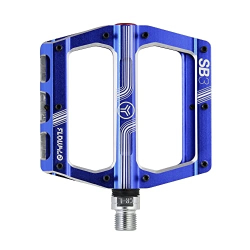 Mountain Bike Pedal : SB3 - Flowy AM 2 Pedals - Pair of Bicycle Pedals - Aluminium body, Crmo axle, Nubs - Flat Pedals Ideal for Hiking and All Mountain - Blue