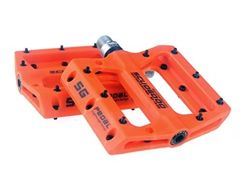 Mountain Bike Pedal : SCUDGOOD Mountain Bike Pedals Light Weight Road Riding Bicycle Pedals for AM / FR / DH / DJ / BMX, 1 Pair (Orange)