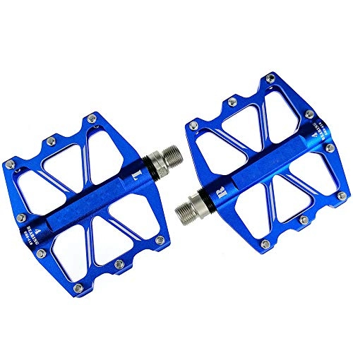 Mountain Bike Pedal : SD Mountain Bike Anti-Skid Pedal, Ultra-Light And Durable CNC Aluminum Mountain Bike Pedal with 4 Sealed Bearings 9 / 16-Inch Threaded, BMX Pedal (1 Pair), Blue