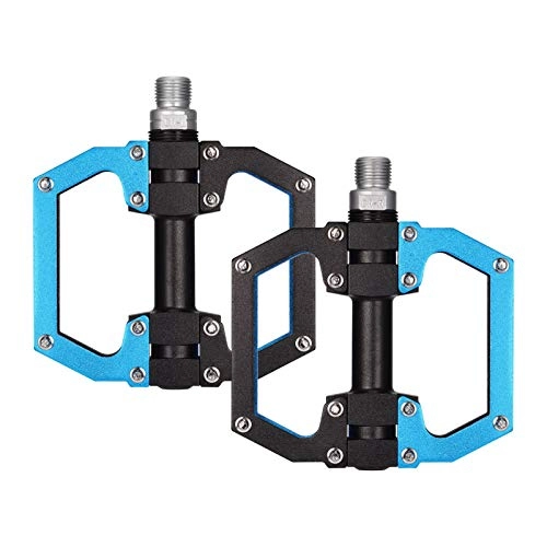 Mountain Bike Pedal : Selighting 9 / 16 Mountain Bike Pedals Aluminium Alloy Wide Platform Cycling Pedals with Sealed Bearings, Set of 2 (Black / Blue)