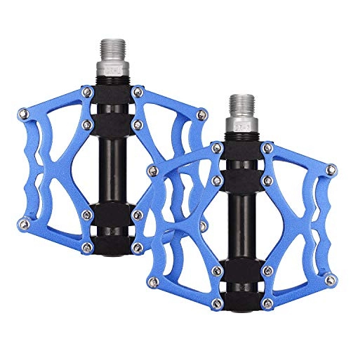 Mountain Bike Pedal : Selighting Bike Pedals 9 / 16 Inch Mountain Bicycle Pedals Aluminium Alloy Flat Cycling Pedals with Sealed Bearings, Set of 2 (Blue)