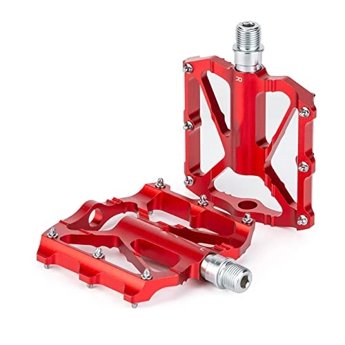Mountain Bike Pedal : SFSHP Mountain Bike Foot Kick, Aluminum Alloy Wide-Face Pedal, Outdoor Folding Bicycle Accessories, Red
