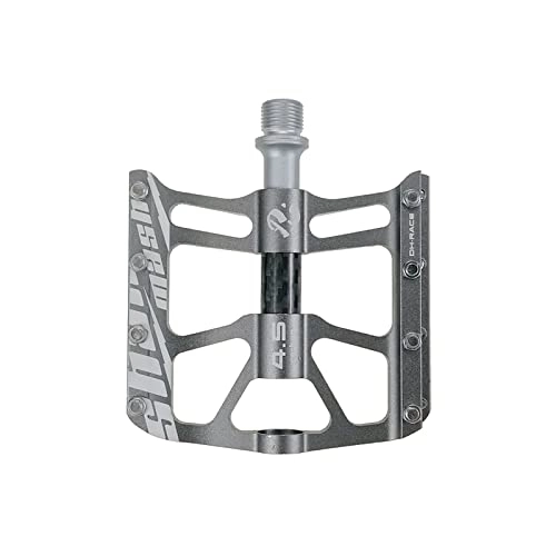 Mountain Bike Pedal : SFZGKTE 3 Bearing Bicycle Flat Pedals Aluminum Alloy+Carbon Tube Mountain Road Bike Pedal Wide Comfortable Cycling Parts (Gray)