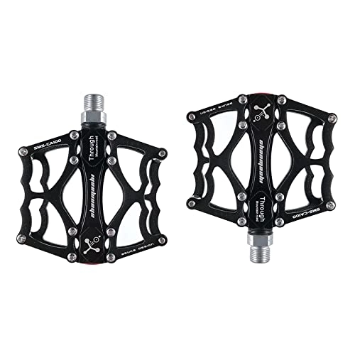 Mountain Bike Pedal : SFZGKTE Pedals 9 / 16", Non-Slip Bike Pedal Mountain Bicycles Platform Pedals Aluminum Alloy Flat 3 Sealed Bearing Axle for MTB BMX Road Cycling (Black)