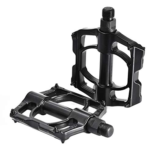 Mountain Bike Pedal : SGYANZLG Mountain Bike Pedal Aluminum Alloy Ultra-light Bicycle Wide Pedal Enclosed moisturizing bearing Pedal for Cycling Bike Accessory (Color : Black)