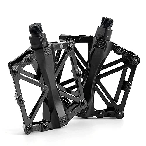 Mountain Bike Pedal : SGYANZLG Mountain Bike Pedal Lightweight Aluminum Alloy Bicycle Cycling Platform Cycle Pedal 9 / 16 for Bicycle Accessory (Color : Black)