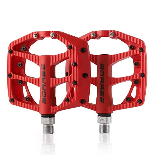 Mountain Bike Pedal : SHANDIAN BOARSE 2019 New Bicycle Pedals MTB Nylon Fiber Ultra-light 4 Colors Big Foot Road Bike Bearings Pedals Mountain Bike Parts (color : Red)
