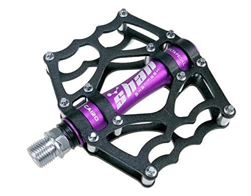 Mountain Bike Pedal : SHANDIAN New MTB mountain bike pedals Aluminum alloy CNC bike footrest big flat ultralight cycling BMX pedal (color : Purple)