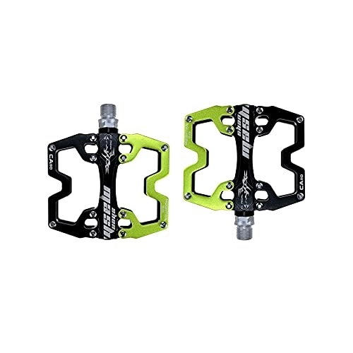 Mountain Bike Pedal : shanmashi CA110 Black Green Mountain MTB Bike Pedals 9 / 16 Inch Road Bicycle Parallel Pedal Ultra-Light Aluminum Alloy Bearing Cycling Flat BMX Pedal Adult