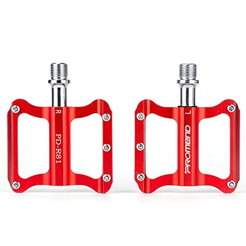 Mountain Bike Pedal : SHHMA Road Bike Pedals 9 / 16 Sealed Bearing Mountain Bicycle Flat Pedals Aluminum Alloy Wide Platform Cycling Pedal Bicycle Accessories, Red