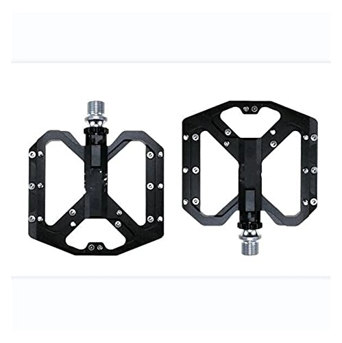 Mountain Bike Pedal : SHUILIANDU New Mountain Non-Slip Bike Pedals Platform Bicycle Flat Alloy Pedals 9 / 16" 3 Bearings For Road MTB Fixie Bikes (Color : Black)