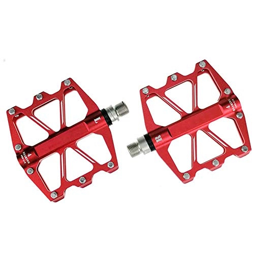 Mountain Bike Pedal : SICOFD Mountain Bicycle Pedals, Ultralight Bicycle Pedals with 4 Sealed Bearings, CNC Aluminum Alloy MTB Pedals, Non-Slip Axle Diameter 9 / 16 Inch Road Bike Pedals, Red