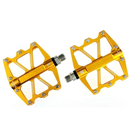 Mountain Bike Pedal : SICOFD Mountain Bicycle Pedals, Ultralight Bicycle Pedals with 4 Sealed Bearings, CNC Aluminum Alloy MTB Pedals, Non-Slip Axle Diameter 9 / 16 Inch Road Bike Pedals, Yellow