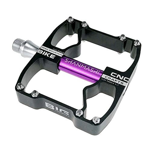 Mountain Bike Pedal : Sikungjlk Bike Pedals Mountain Bike Pedals 1 Pair Aluminum Alloy Antiskid Durable Bike Pedals Surface For Road BMX MTB Bike 6 Colors (SMS-4.7) for BMX MTB Road Bicycle (Color : Black purple)