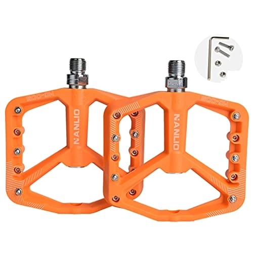 Mountain Bike Pedal : SM SunniMix Bike Bicycle Pedals, Non-Slip Durable Ultralight Mountain Bike Flat Pedals, Bearing Pedals for 9 / 16 MTB BMX Mountain Road Bike Pedals Parts, Orange