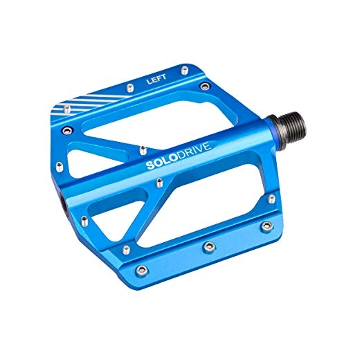Mountain Bike Pedal : SOLODRIVE Mountain Bike Flat Pedals, Low-profile Aluminium Alloy Bicycle Pedals, Light Weight and Thin Platform(Blue)
