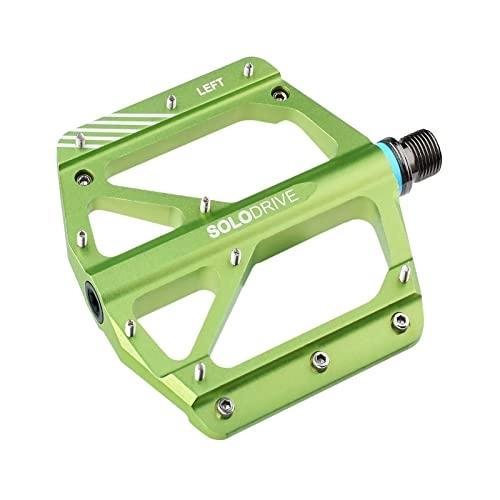 Mountain Bike Pedal : SOLODRIVE Mountain Bike Pedals, Non-Slip MTB Flat Pedals Aluminum MTB Pedals, 9 / 16" Sealed Bearing, Lightweight and Wide Bicycle Pedals for All Mountain, Enduro, Downhill (Green)