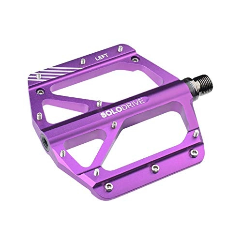 Mountain Bike Pedal : SOLODRIVE MTB Flat Pedals, Mountain Bike Bicycle Pedals, Ultra Thin Aluminium Alloy, 9 / 16 Inch Platform Pedals, Ultra Light and Wide Surface (Purple)
