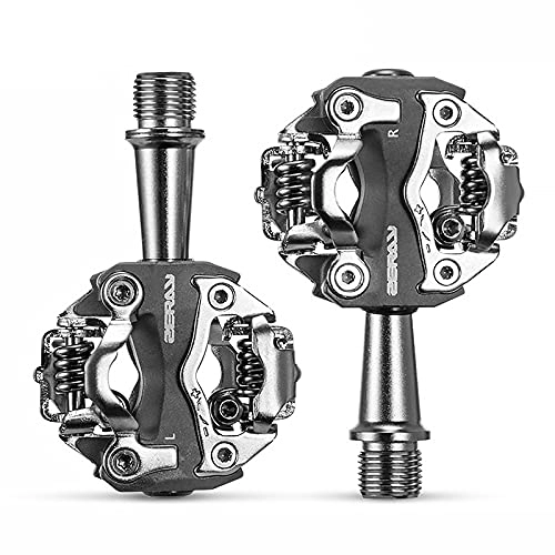 Mountain Bike Pedal : SPD Bike Pedals, MTB Bicycle Pedals Dual Platform Compatible with SPD Mountain Clipless Lightweight Pedals with Cleatset (Gray)
