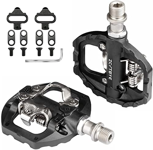 Mountain Bike Pedal : SPD Pedals MTB Pedals with Cleats - Dual Platform Bike Pedals Compatible with Shimano SPD Clipless, DU+ Bearings Lightweight Nylon Fiber / Alloy Bicycle Pedals for BMX Trekking Bike and other 9 / 16