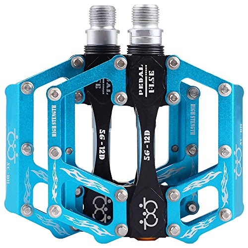 Mountain Bike Pedal : SPFAS Bike Pedals Aluminium Sealed Bearing Flat Pedals 9 / 16 inch (Blue)