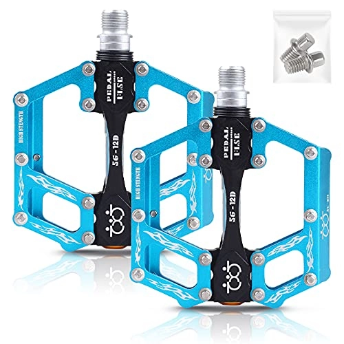 Mountain Bike Pedal : SPFASZEIV Bicycle Bike Pedals, Aluminium Cycling Bike Pedals with Sealed Bearing Flat Pedals for Road / Mountain / MTB / BMX Bike with Anti-slip Cycling Bike Pedal for 9 / 16 inch