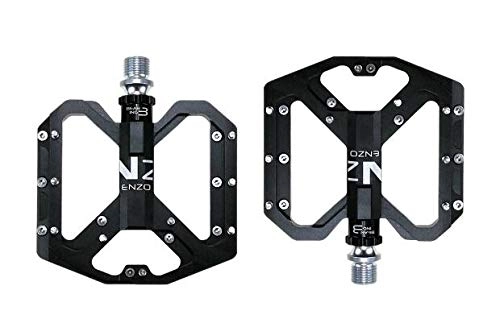Mountain Bike Pedal : SPLLEADER 2020 Mountain Non-Slip Bike Pedals Platform Bicycle Flat Alloy Pedals 9 / 16" 3 Bearings For Road MTB Fixie Bikes (Color : Black)