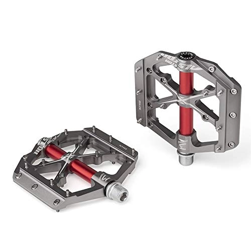 Mountain Bike Pedal : SPLLEADER 3 Bearings Mountain Bike Pedals Platform Bicycle Flat Alloy Pedals 9 / 16 (Color : Gray)
