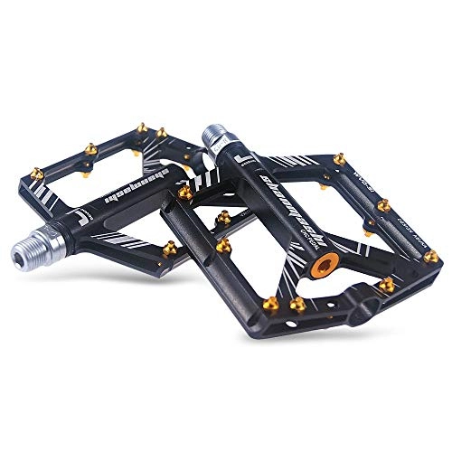 Mountain Bike Pedal : SPLLEADER Bicycle Pedal Anti-Slip Aluminum Alloy CNC MTB Mountain Bike Pedal Sealed Bearing Pedals Cycling Accessories (Color : Black)