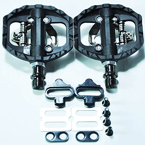 Mountain Bike Pedal : SPLLEADER Black Nylon DU+bearing MTB Mountain XC Clipless Bike SPD Bicycle Cycling Pedals Inc Cleats Pedal Bicycle Parts (Color : B018 black)