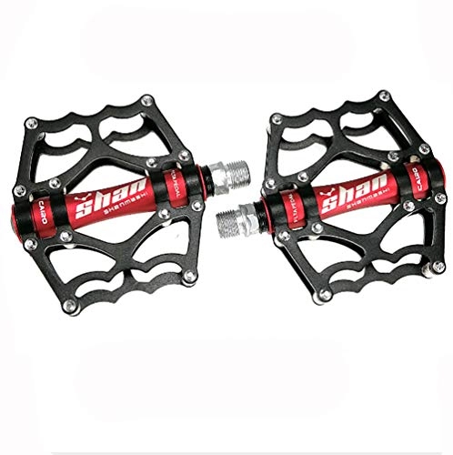 Mountain Bike Pedal : Spotact Mountain Bike Pedals Lightweight Bicycle Cycling Aluminum Alloy Road Bike Pedal Spindle for 9 / 16", 0.8lb a Pair (Red)