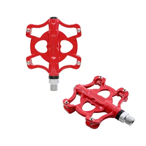 Mountain Bike Pedal : Strong Non-Slip Bicycle Pedals Aluminum Alloy Bicycle Pedals Lightweight Bicycle Platform for 9 / 16 MTB BMX Road Mountain Bike Cycle (Red, 1 Pair)