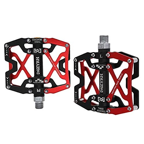 Mountain Bike Pedal : Strong Non-Slip Bicycle Pedals Light Aluminum Alloy Bike Pedals Mountain Bike Pedals 3 Bearings Ultra Sealed Bearings for 9 / 16" MTB BMX Road, Red