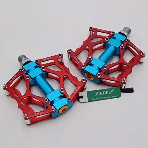 Mountain Bike Pedal : SUNDELY® 9 / 16” Mountain Bike Platform Pedals Flat Sealed Bearing Bicycle Pedals Blue+Red