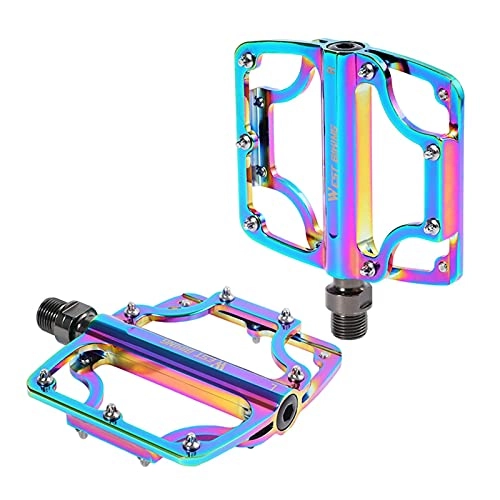 Mountain Bike Pedal : Sunnyushine Colorful Bike Pedal， 3 Bearings Aluminum Pedal ， 9 / 16 Inch Pedals With Super Bearing Pedals Lightweight Stable Plat With Anti-slip ，Accessory For Mountain Road Bikes