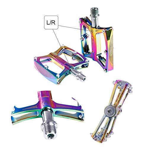 Mountain Bike Pedal : Sunnyushine mountain bike pedal, ultra-light aluminium alloy, durable, the non-slip colourful pedal bicycle accessories carries bicycle with axle diameter 9 / 16 inch popular