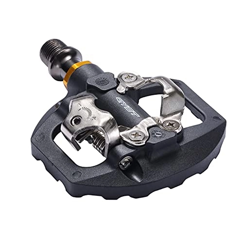 Mountain Bike Pedal : SXCXYG Bike Pedals Mountain Lock Pedal And Flat Pedal Dual-use Without Conversion Aluminum Alloy Self-locking Pedal Mtb Pedals (Color : Black)