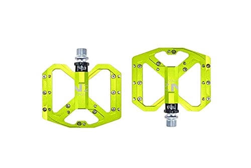 Mountain Bike Pedal : SXCXYG Bike Pedals Mountain Non-Slip Bike Pedals Platform Bicycle Flat Alloy Pedals 9 / 16" 3 Bearings For Road MTB Fixie Bikes Mtb Pedals (Color : Green)