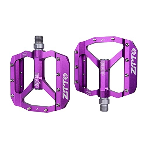 Mountain Bike Pedal : SXCXYG Bike Pedals MTB Bearing Aluminum Alloy Flat Pedal Bicycle Good Grip Lightweight 9 / 16 Pedals big Mtb Pedals (Color : Purple)