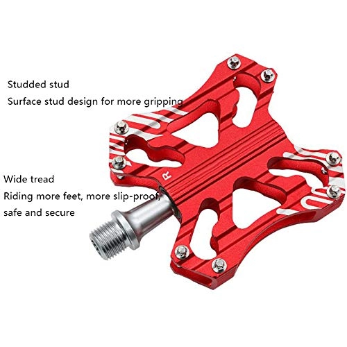Mountain Bike Pedal : SYLTL Road Bike Pedals, Mountain Bike Pedals Aluminum Alloy 1 Pair Antiskid Bicycle pedal with Installation Tool, red, B