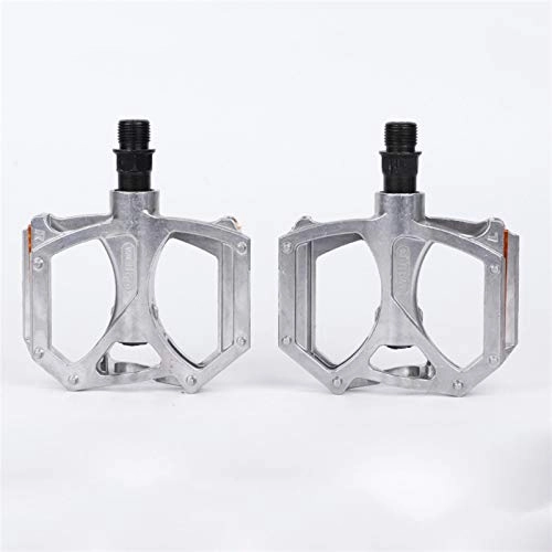 Mountain Bike Pedal : SZTUCCE Pedal 1 Pair Bicycle pedal Double bearing Aluminum alloy Ultralight Mountain Road bike Pedal Cycling accessories (Color : M195 Silver)