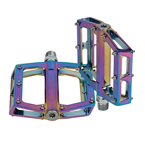 Mountain Bike Pedal : SZTUCCE Pedal 2pcs Anti-slip MTB Mountain Bike Flat Pedal Aluminum Alloy Bicycle Sealed Bearing Colorful Hollowed Pedals Cycling Riding Parts