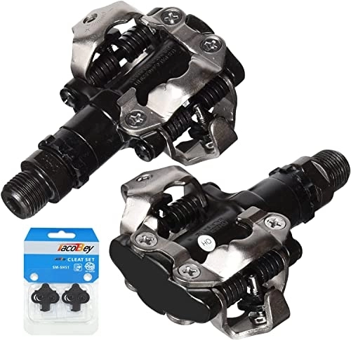Mountain Bike Pedal : TacoBey MTB Bike Pedals with Cleats Set, Bicycle Pedals compatible with Shimano SPD Pedal, 3-Sealed Bearing Lightweight Nylon Fiber / Alloy SPD Pedals for BMX Spin Exercise Peloton Trekking Bike