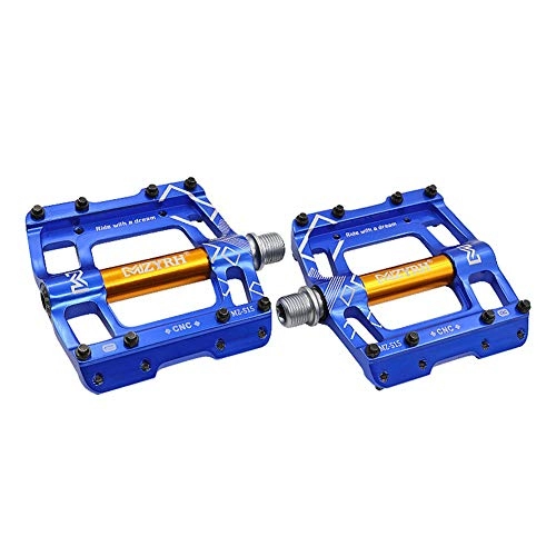 Mountain Bike Pedal : TANCEQI Bicycle Pedals Cycling Bike Pedals Aluminum Alloy Non-Slip Bicycle Platform Pedals Mountain Road Bike Bicycling Pedals with 20 Anti-Skid Pins 9 / 16 Inch Boron Steel Spindle for BMX / MTB, Blue