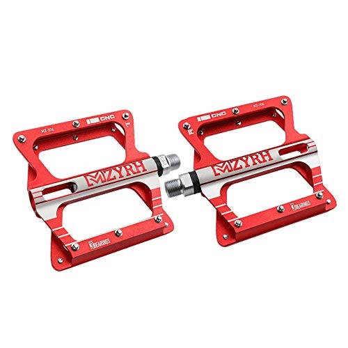 Mountain Bike Pedal : TANCEQI Bike Pedals Mountain Flat Pedal Lightweight Aluminum Alloy Wide Platform Bicycle Pedals with Non-Slip, 9 / 16 Bicycle Platform Pedals 3 Bearings Design for Road Bikes, Red