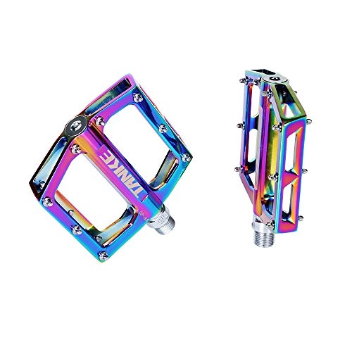 Mountain Bike Pedal : TANKE Bicycle Pedals Tp-20 Ultralight Aluminum Alloy Colorful Hollow Anti-Skid Bearing Mountain Bike Foot Pedal