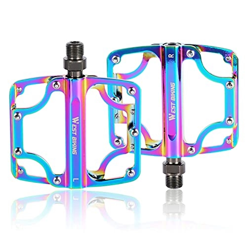 Mountain Bike Pedal : THappy Road Bike Pedals, Mountain Bike Colorful Pedals, Mountain Bike Metal Non-slip Pedals, Double-sided Screws, 3 Sealed Bearings, Waterproof, Dustproof, and Non-slip