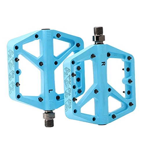 Mountain Bike Pedal : Thicken bicycle pedal, Lightweight and Wide Flat Platform Pedals, 7 colour - City Bike Pedals, for Road Mountain BMX MTB Bike, Blue